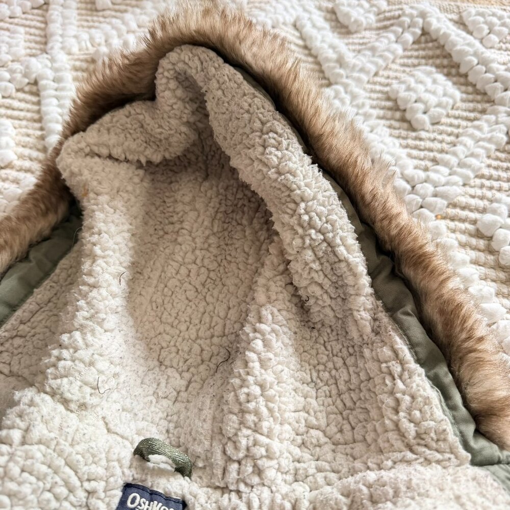 Oshkosh Toddler Sherpa Lined Army Green Winter Jacket 4T - Picture 6 of 6